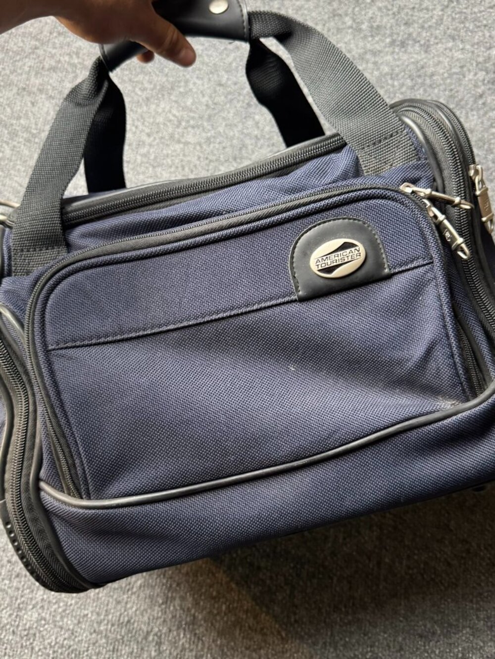 American Tourister Travel Duffel Bag Blue Small Underseat Carry On Toiletry Lugg